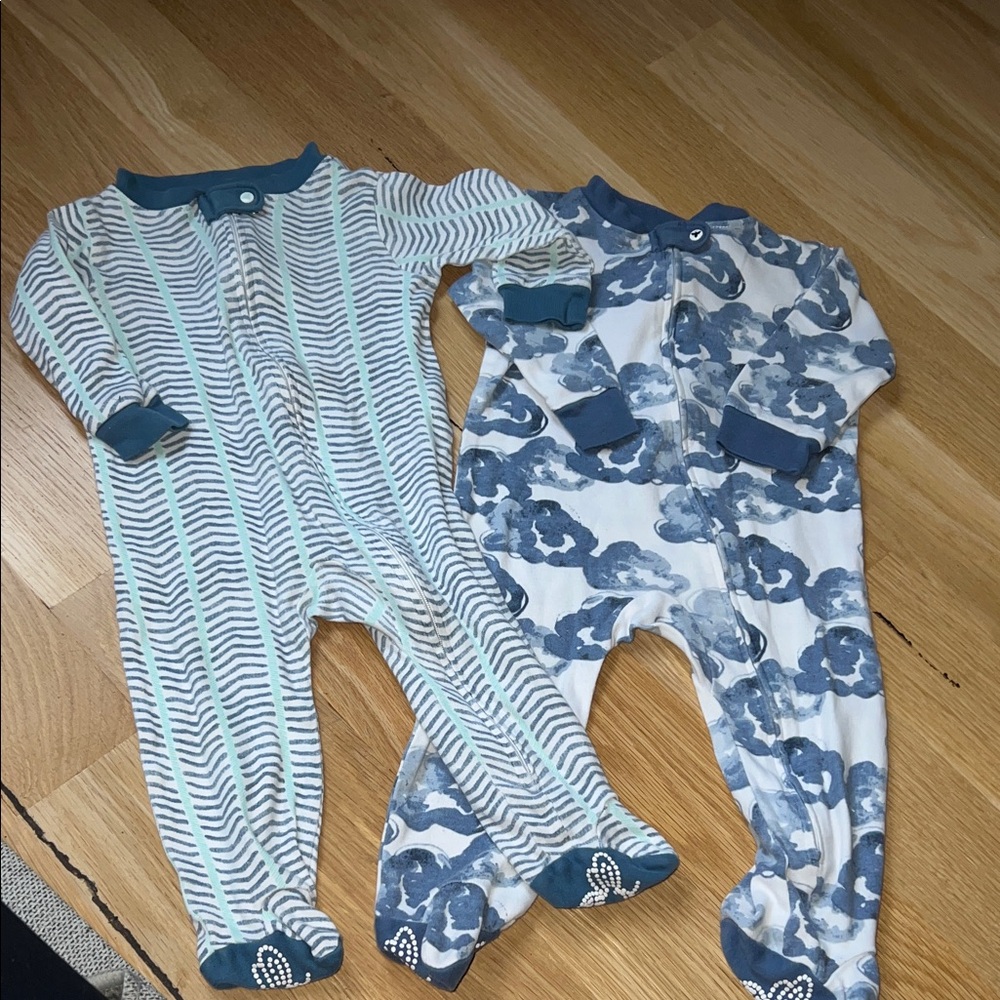 Burt's Bees Baby Blue and Cream Footies